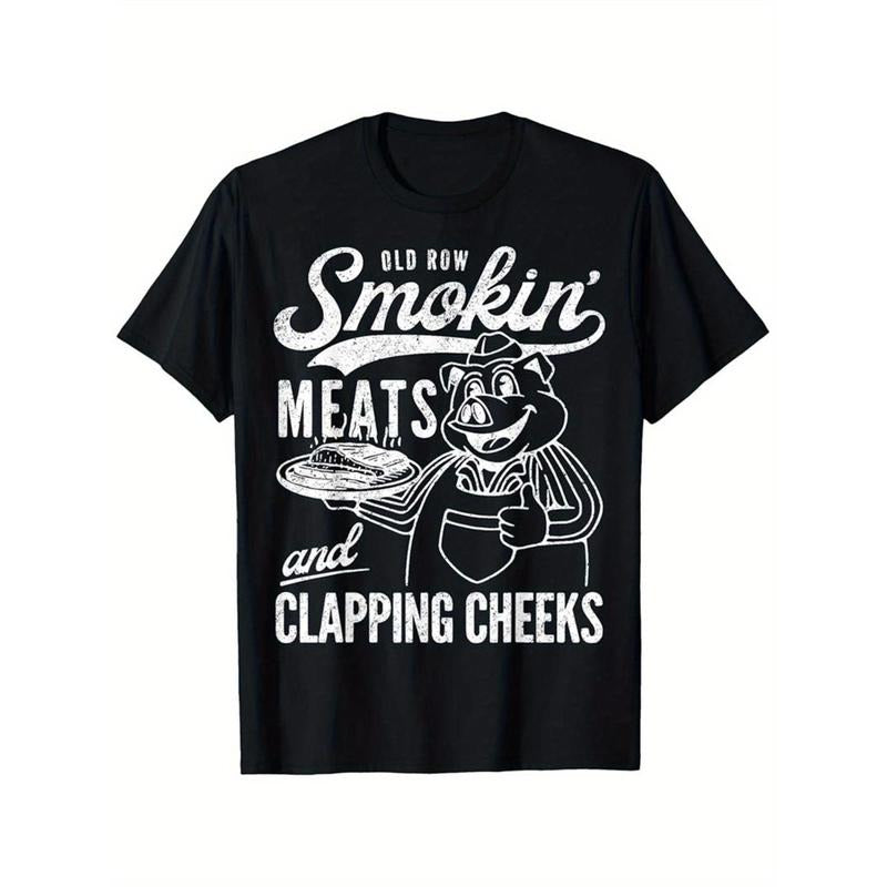 Retro Funny Old Row Smokin' Meats And Clapping Cheeks T-Shirt made in usa
