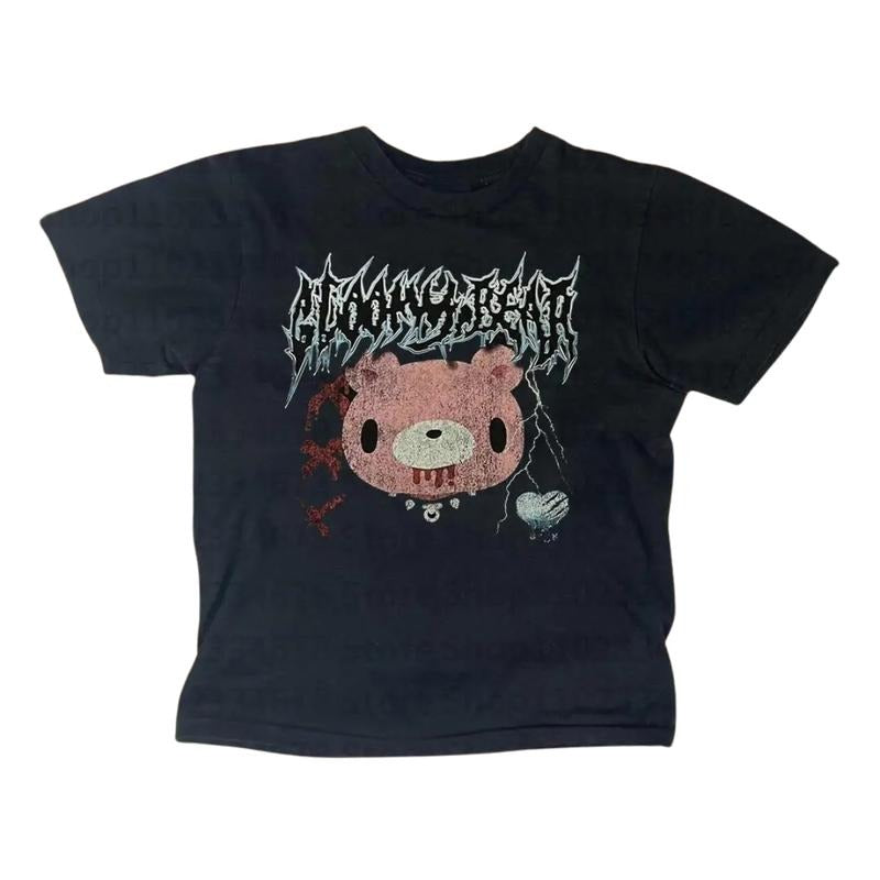 Retro Gloomy Bear Baby Tee, Vintage Graphic Tee, Women Fitted T-Shirt, Y2k Top Women Streetwear, Grunge 2000s, Gothic Emo Girl Tops, Gift For Girlfriend