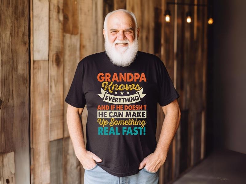 Retro Grandpa Knows Everything T Shirt, Fun Grandpa Shirt, Grandfather Tee, Gifts For Papa, Father's Day Gift, Unisex Short Sleeve Tee, Crewneck Top