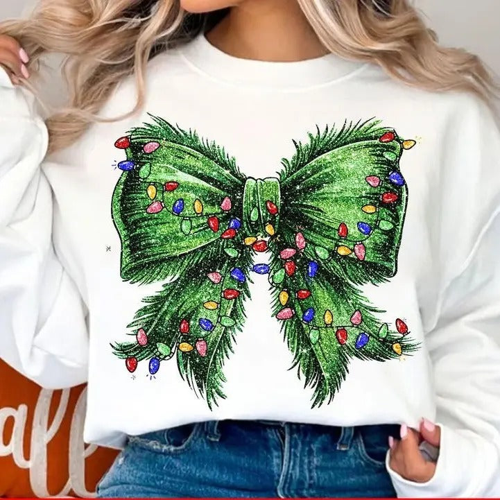 Retro Grinchmas Coquette Bow Green Fur Graphic Printed Sweater, Christmas Season Green Guy Shirt