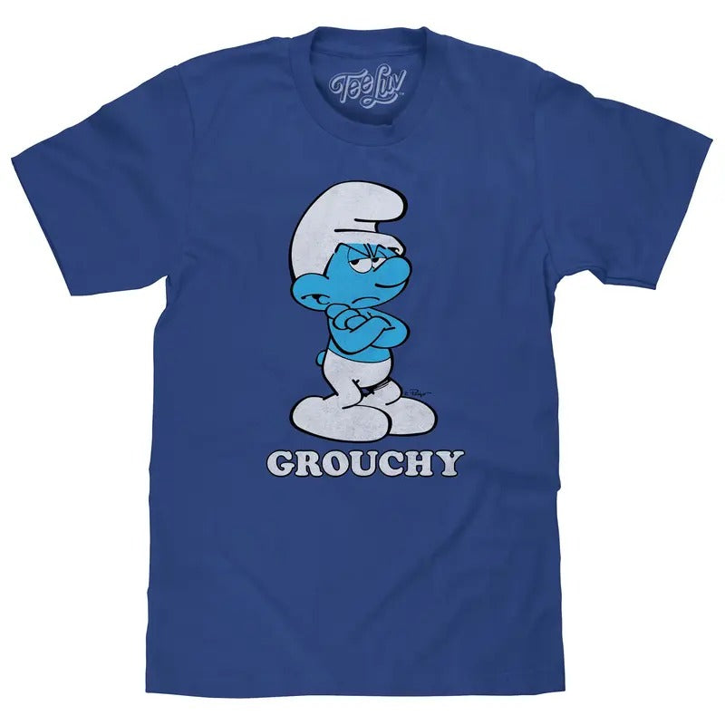 Retro Grouchy Smurf T-Shirt - Royal Blue