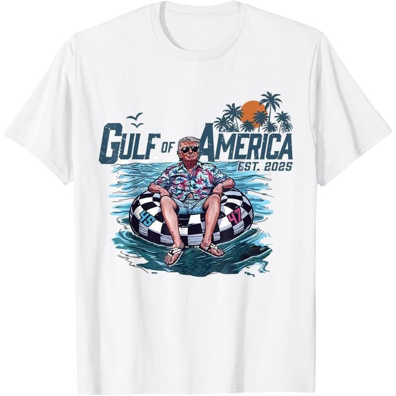 Retro Gulf Of USA America Est 2025 American Flag Gulf Mexico T-Shirt made in usa