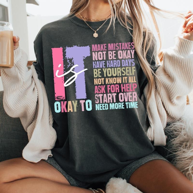 Retro It's Okay To Make Mistakes Be Yourself Design, Full Sizes, Full Colors, Unisex Cotton Round Neck Tee, Women, Womenswear, Lady Top