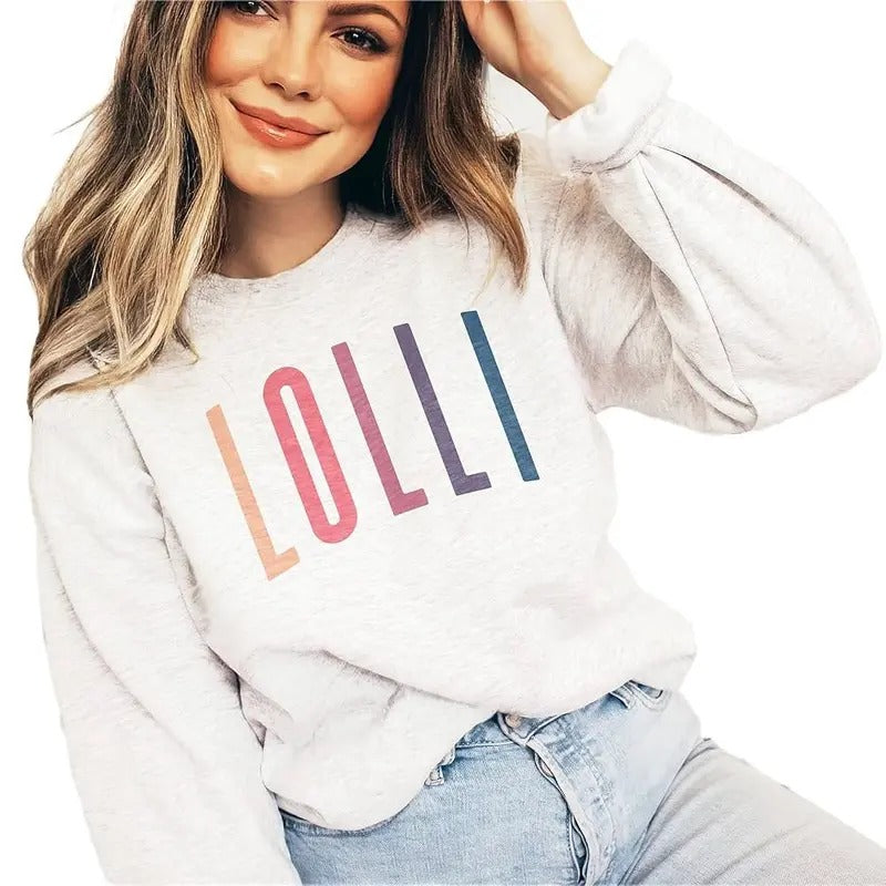 Retro Lolli Ombre Sweatshirt, New Grammy, Lolli Shirts, Pregnancy Reveal, Gift, Unisex Cotton
