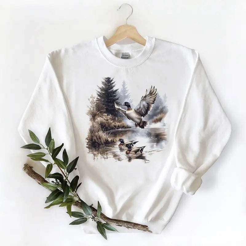 Retro Mallard Ducks Shirt 90s Duck Forest Nature Outfit T-shirt Sweatshirt Hoodie Cotton Womenswear