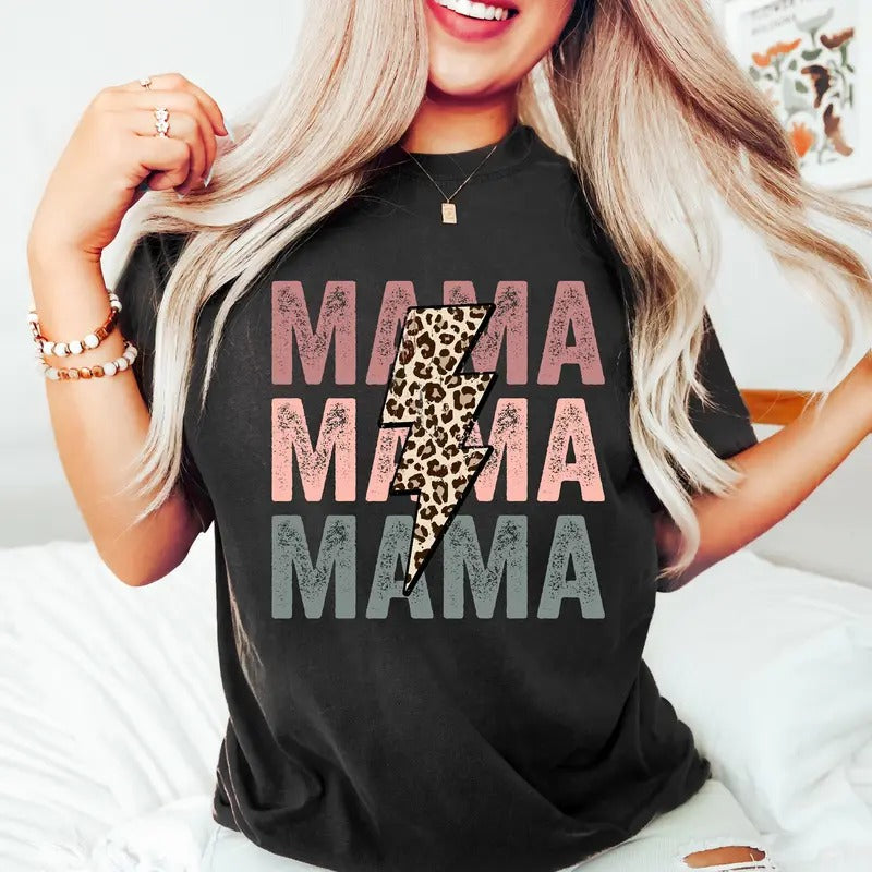 Retro Mama Shirt Leopard Mama Shirt Mom Life Shirtgirl Mama Shirt Motherhood Shirt Cute Mom Shirtmothers Day Giftmama T-shirt