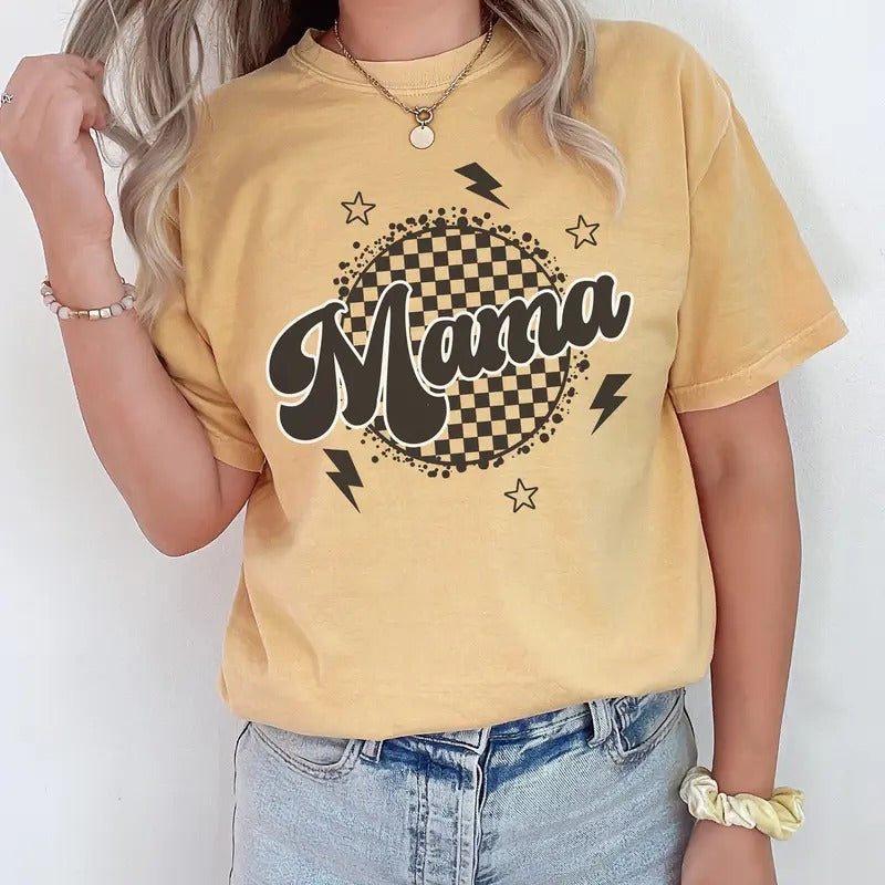 Retro Mama Shirt Mama Tshirt Checkered Mama T-shirt Gift For Mom Mother's Day Gift Mama Shirt For Mom New Mom Gift Mama Tee