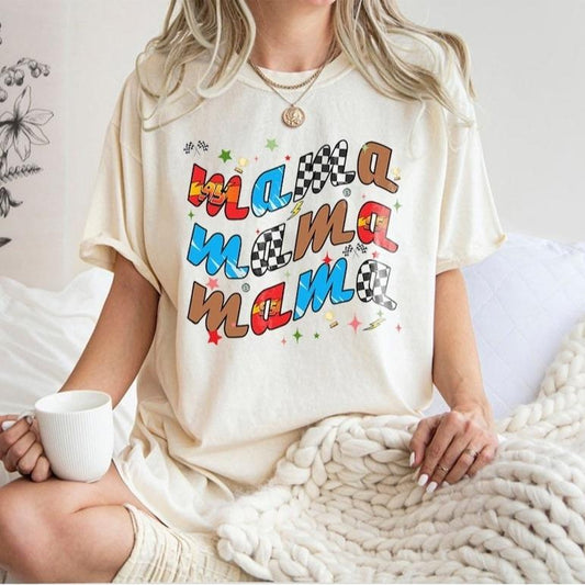 Retro Mc Que0n Cars Shirt,  Cars Movie Mama T-Shirt, cars movie Shirt, Piston Cup Champion Shirt, Car Mom Shirt Casual Cotton