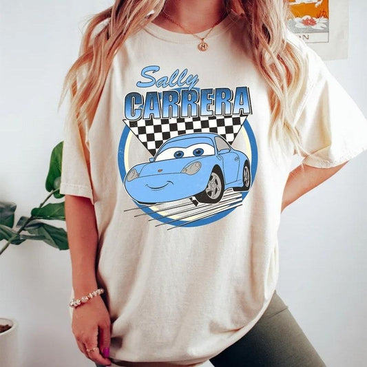 Retro Mc Que0n Cars Shirt, Cars Movie T-Shirt, Sally Carrera Shirt, Piston Cup Champion Shirt, cars movie Number Shirt Casual Cotton