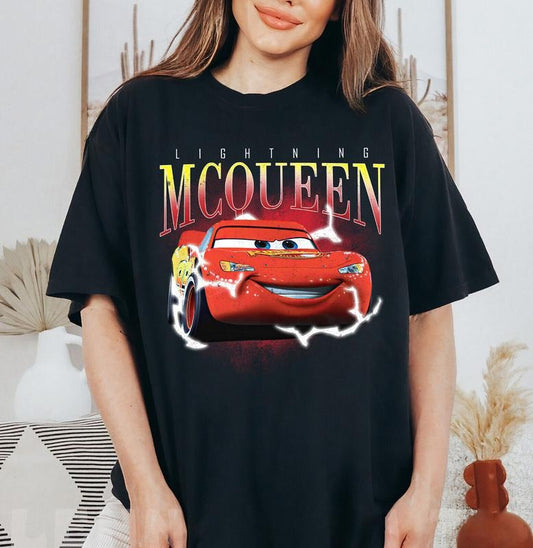 Retro Mc Que0n Cars Shirt, Cars Movie T-Shirt, cars movie Shirt, Piston Cup Champion Shirt, cars movie Number Shirt Casual Crewneck Cotton Shortsleeve