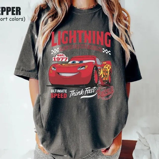 Retro McQueen Cars Shirt, Cars Movie T-Shirt, Lightning McQueen Shirt, Piston Cup Champion Shirt, Lightning McQueen Number Shirt Casual Crewneck