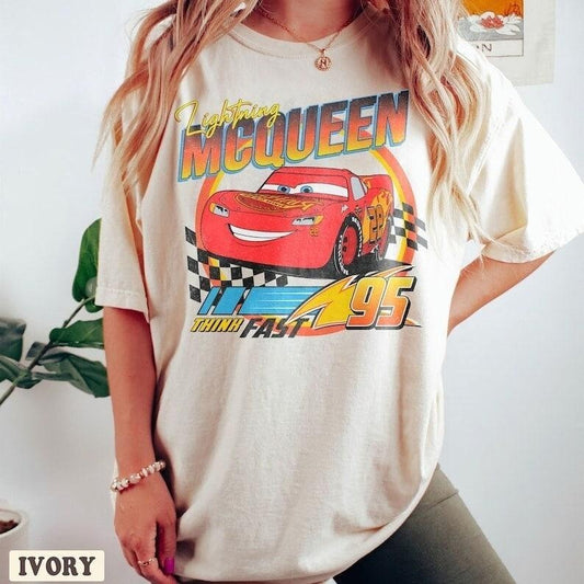 Retro McQueen Cars Shirt, Cars Movie T-Shirt, Lightning McQueen Shirt, Piston Cup Champion Shirt, Lightning McQueen Number Shirt