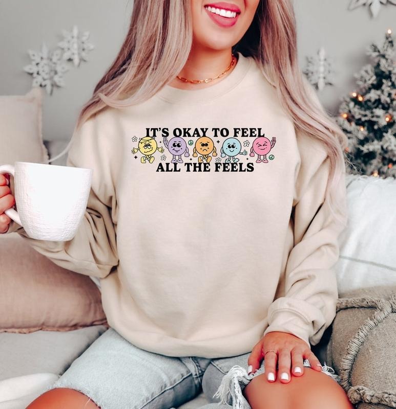 Retro Mental Health Sweatshirt, It's Ok To Feel All The Feels, School Psychologist Shirt, Self Love Shirt, Love Yourself ,Counselor sweater and hoodie