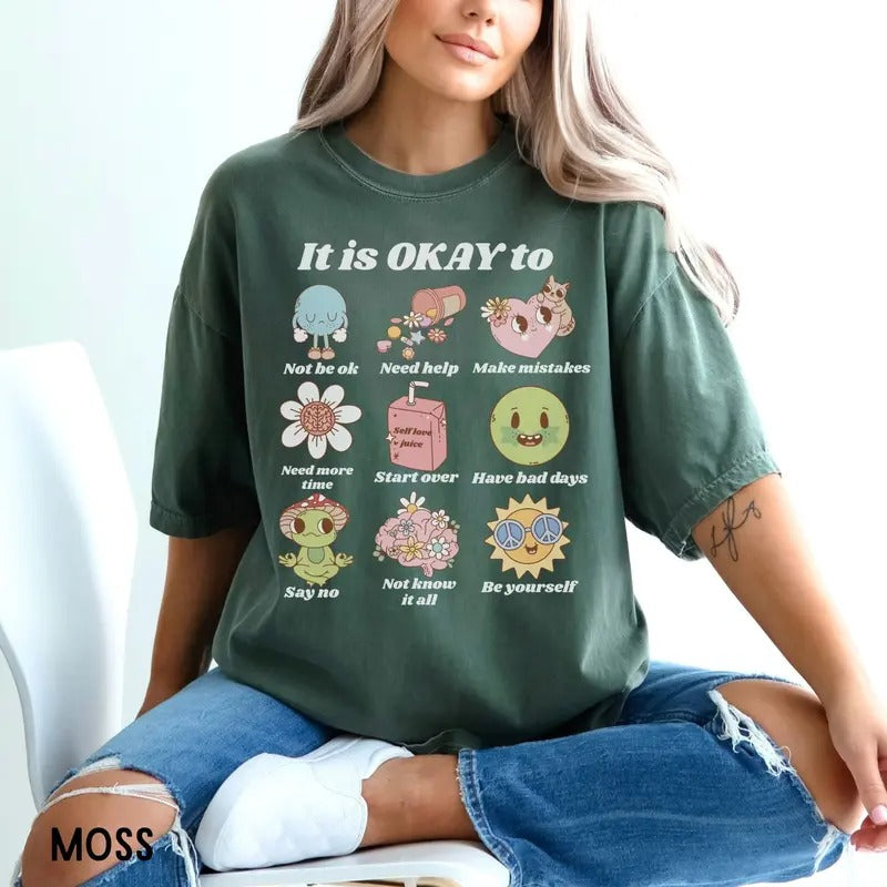Retro Mental health t-shirt, Cute anxiety shirt, Mental health matters tee, Self care crewneck