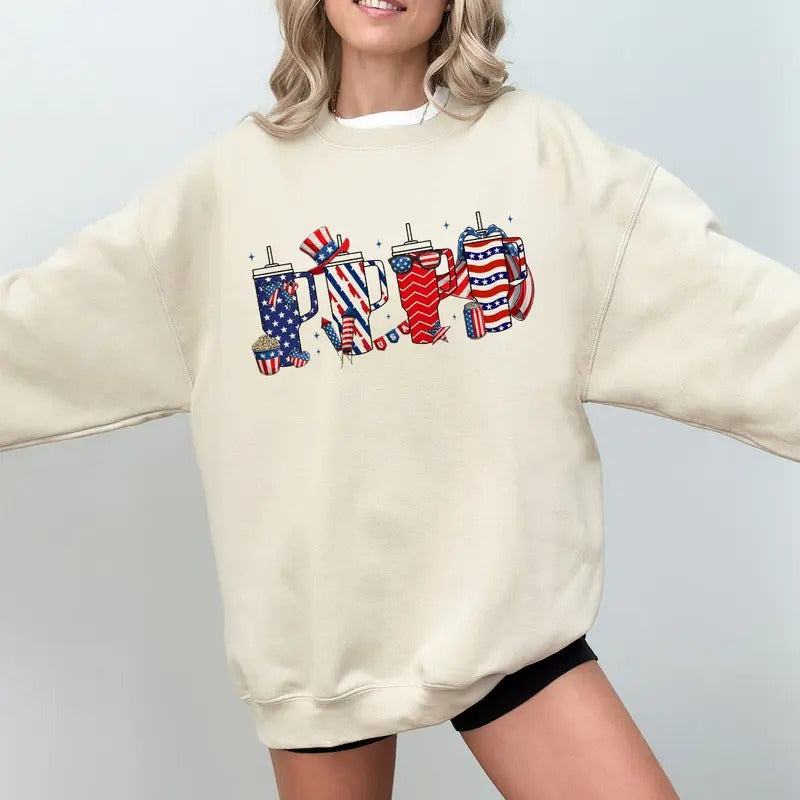 Retro Obsessive Cup Disorder 4th of July Sweatshirt, America Sweatshirt, Independence Day, USA Flag Sweatshirt, 4th of July Design