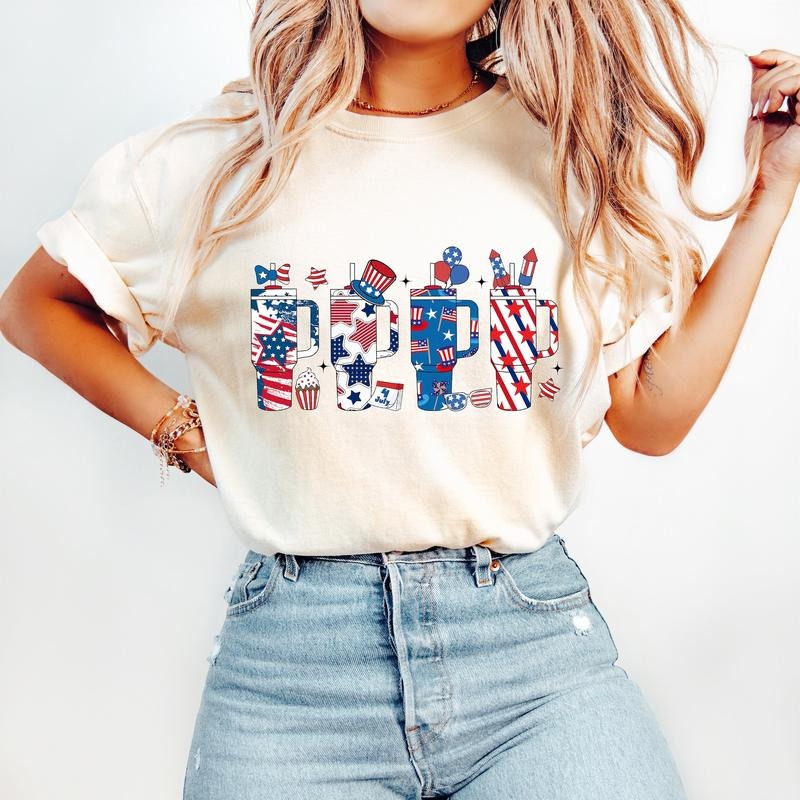 Retro Obsessive Cup Disorder 4th of July T-Shirt, America T-Shirt, Independence Day, USA Flag T-Shirt, Mom Shirt T-Shirt