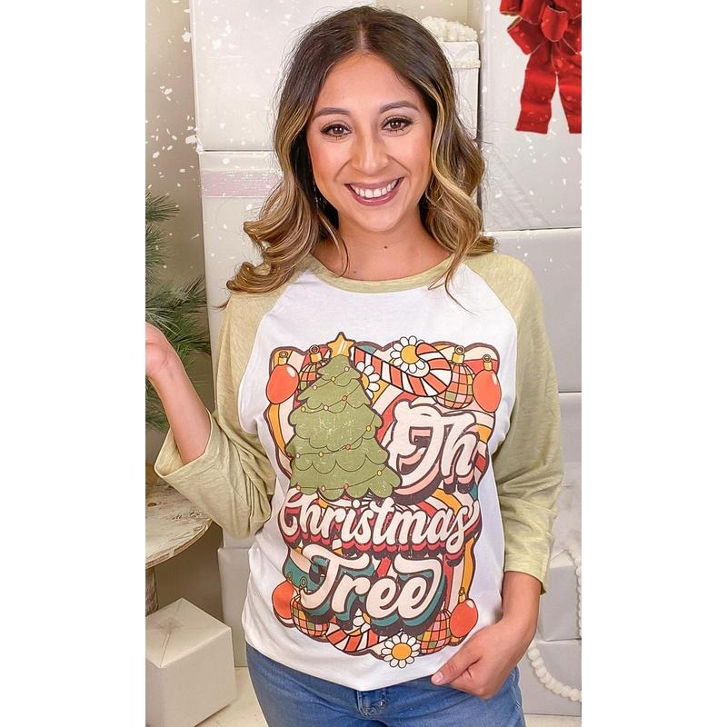 Retro Oh Christmas Tree Graphic Raglan