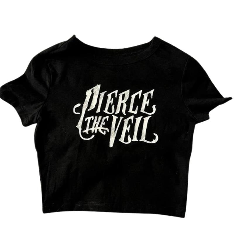 Retro Pierce The Veil Baby Tee, Y2k Top Women Streetwear, Gothic Emo Girl, Scene Clothing 2000s, Women Fitted T-Shirt, Gift For Girlfriend