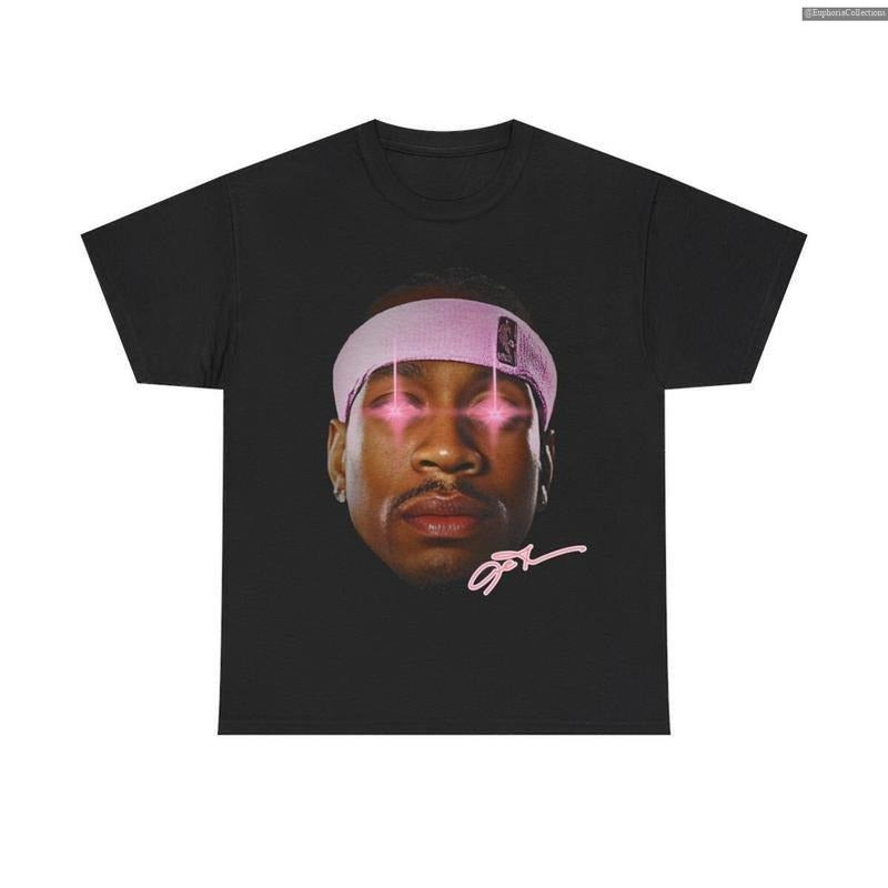 Retro Pink Laser #Allen #Iverson Inspired Vintage Graphic T-shirt, Heavy Cotton Tee Basketball Sreetwear 90s Styled , Global Trending Outfits