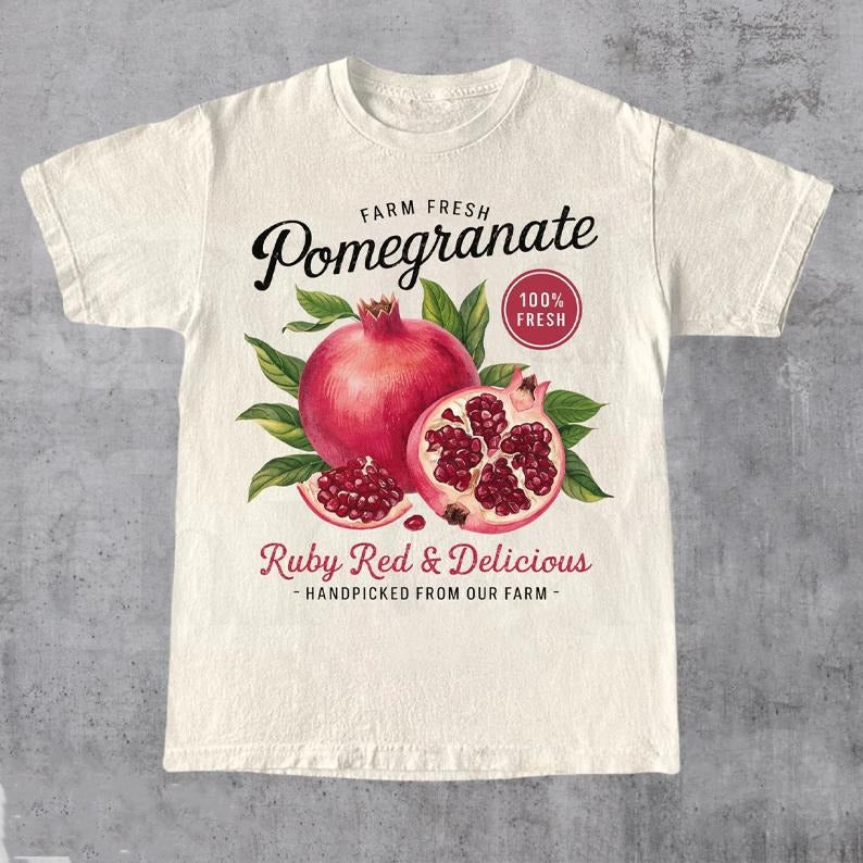 Retro Pomegranate Commercial Graphic Shirt, Vintage Pomegranate T-Shirt, Unisex Cotton Tee, y2k Style T Shirt, Cool Gift, crewneck