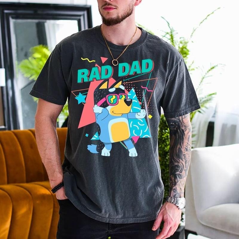 Retro Rad Dad Bluey Shirt, Retro Bandit Heeler Shirt, Father's Day T-Shirt, Dad Birthday Gift Shirt, Dad Bluey Shirt, Funny Dad Shirt, Bluey Father's Day Tee, Bluey Family Shirt