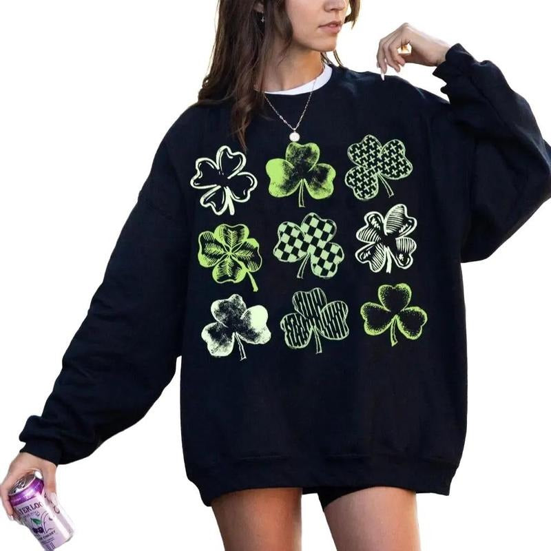 Retro Shamrock Sweatshirt, Lucky Shamrock Sweatshirt, Happy St. Patrick's Day Sweatshirt, Shamrock Sweater, Patricks Day Sweatshirts, Patricks Day Sweater, Patricks Day Shamrock Shirt, Trendy Irish Green Sweater