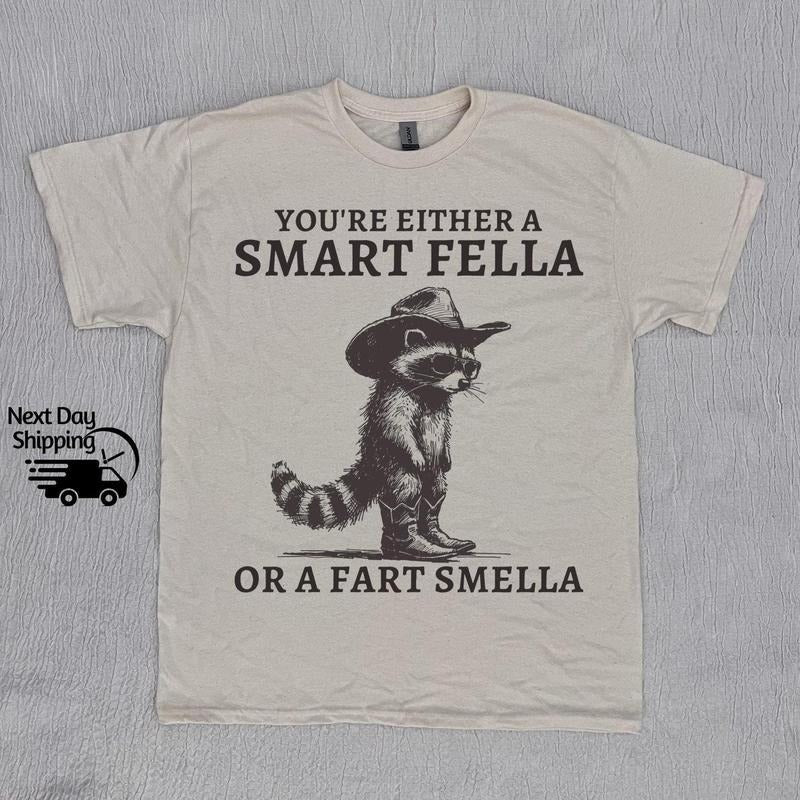 Retro Smart Fella Raccoon 90s Shirt, Funny Raccoon Vintage T-shirt, Vintage 90s Shirt, Washed Shirt, Vintage Distressed Shirt, Funny Gift