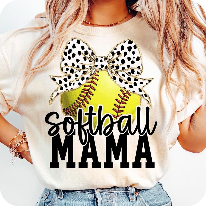 Retro Softball Mama Coquette T-Shirt, Softball Mama T-Shirt, Game Day Softball Bow T-Shirt, Softball T-Shirt, Softball Mom T-Shirt