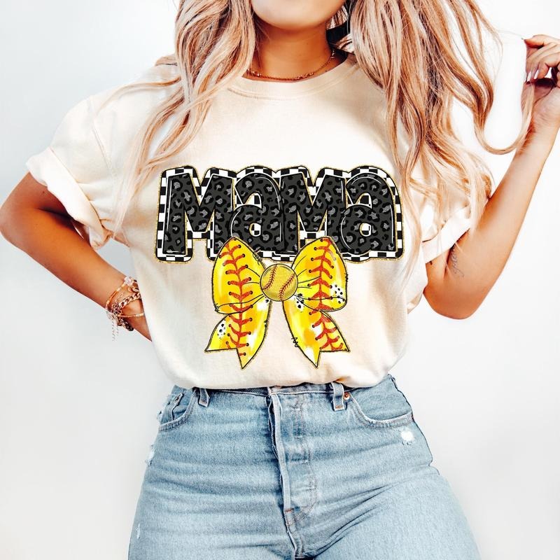 Retro Softball Mama T-Shirt, Softball Coquette T-Shirt, Game Day Softball Shirt, Checker Softball Shirt, Softball Bow T-Shirt, Softball Mom T-Shirt