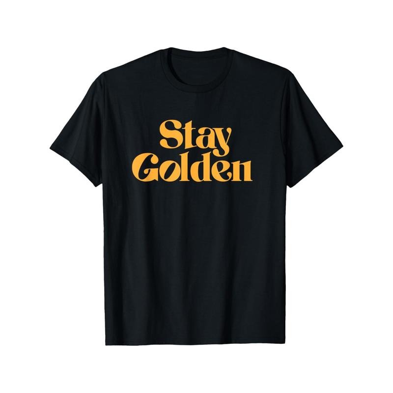 Retro Stay Golden Motivational Gifts Vintage Hippie Cool T-Shirt Crew Neck Summer Comfortable Casual Short Sleeve T-Shirt Made in USA