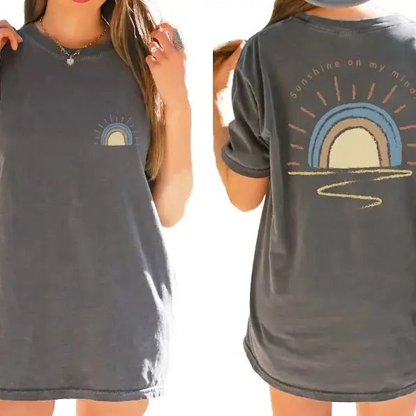 Retro Sun Shine On My Mind Shirt, Comfort Color Summer Shirt, Vacation Shirt, Beach Shirt, Summer Vacation Streetwear Tshirt