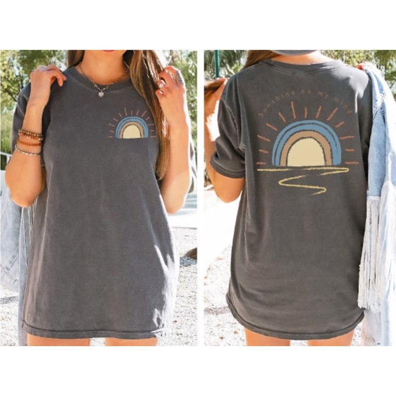 Retro Sun Shine On My Mind Shirt, Oversized Tshirt, Beach Shirt, Lounge Shirt,Weekend Lake,Funny Graphic
