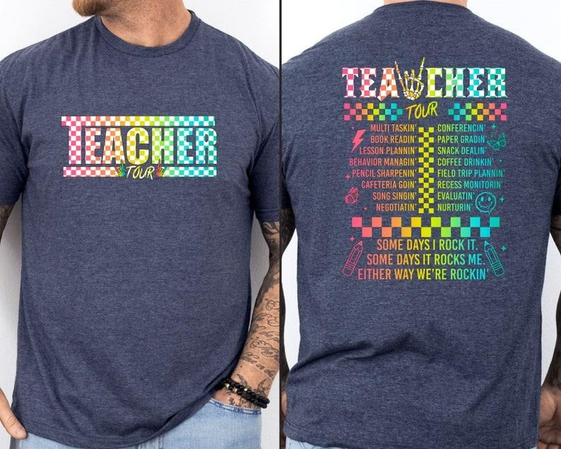 Retro Teacher Tour Front and Back Print Shirt, Gift for Teacher, Teacher Tour Shirt, End of Year Shirt, Teacher Gift, Back To School Shirt T-shirt, sweater and Hoodie