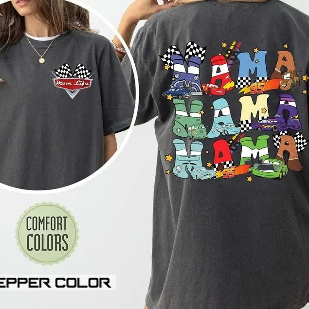 Retro Two Side Mc Que0n Cars Mama Shirt, Cars Movie T-Shirt, cars movie Shirt, Piston Cup Champion Shirt, cars movie Number Shirt Casual Cotton