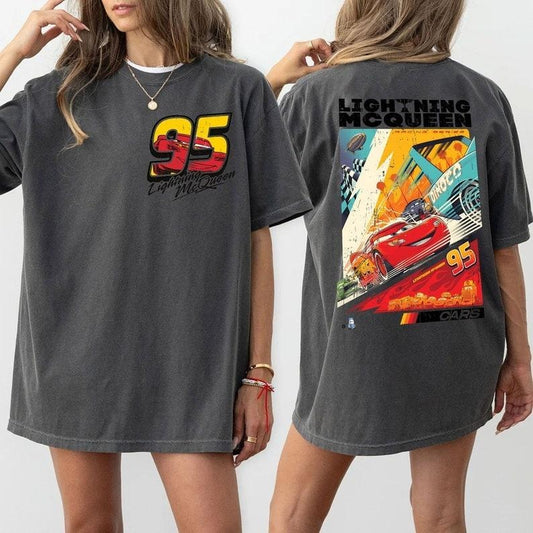 Retro Two Side Mc Que0n Cars Shirt, Cars Movie T-Shirt, cars movie Shirt, Piston Cup Champion Shirt, cars movie Number Shirt Casual Cottonstyle{n002}4