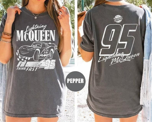 Retro Two Side McQueen Cars Shirt, Cars Movie T-Shirt, Lightning McQueen Shirt, Piston Cup Champion Shirt, Lightning McQueen Number Shirt Casual Cottonstyle{n002}3