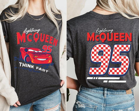 Retro Two Side McQueen Cars Shirt, Cars Movie T-Shirt, Lightning McQueen Shirt, Piston Cup Champion Shirt, Lightning McQueen Number Shirt