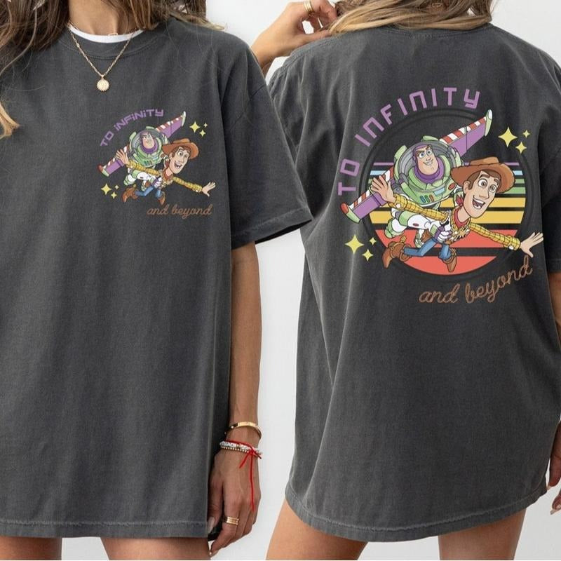 Retro Two To Infinity and Beyond Shirt, Vintage Toy Shirt, Toy Land Shirt, Toy Family Shirts Casual Cotton