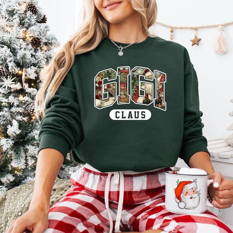Retro Vintage Gigi Claus Sweatshirt, Christmas Gigi Shirt, Merry Gigi Christmas T-shirt, Family Christmas Sweater, Gift For Gigi