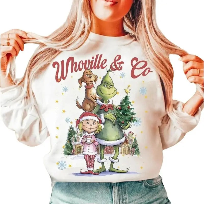 Retro Whovillleee Co Christmas Sweatshirt, Holiday Christmas Shirt, Christmas Characters Tee, Full Sizes, Full Colors