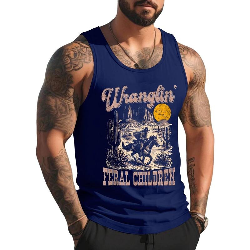Retro Wranglin_ Feral Children Raccoon 90s Western Unisex Tank Top, Cotton, Size S-3XL