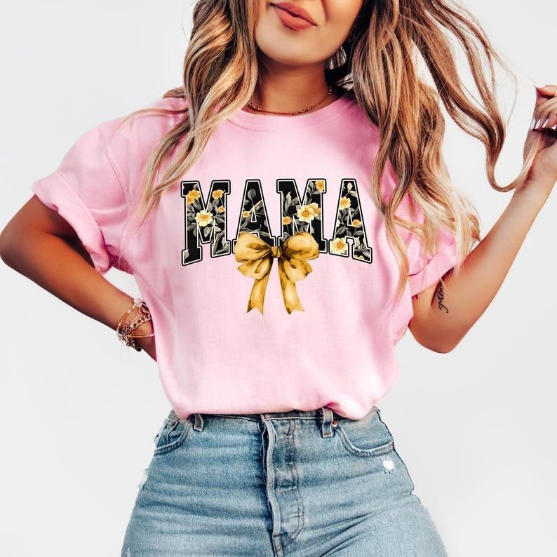 Retro tshirt, Coquette Bow Mama T-shirt, Mother's Day Shirt, Coquette Bow Mama Tee, New Mom Gift, Mother's Day Outfit