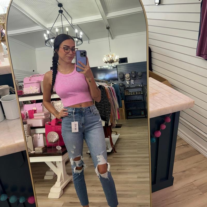 Ribbed Cropped Tank In Candy Pink |Zenana