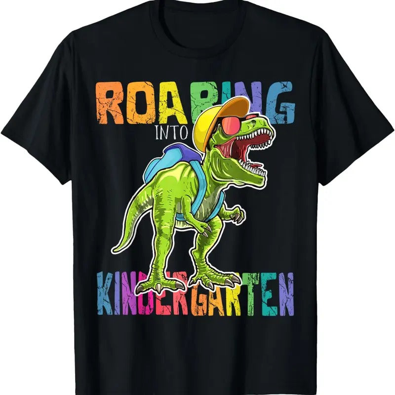 Roaring Kindergarten Dinosaur T-Rex Comfort Colors Boys Cotton T-Shirt
