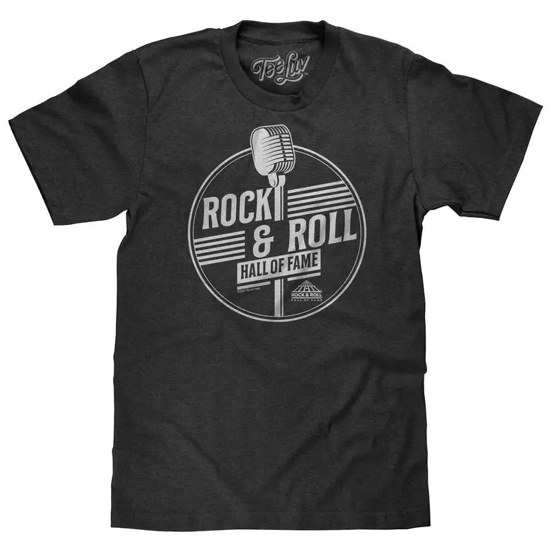 Rock and Roll Hall of Fame Retro Microphone T-Shirt - Charcoal Gray Heather