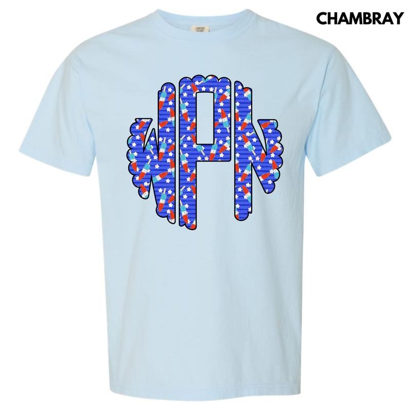 Rocket Pop Monogram Comfort Colors T-Shirt 'NLB'