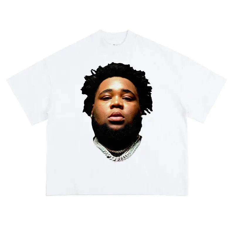 Rod Wave Big Face Rapper Face Graphic Tee Classic Cotton Top