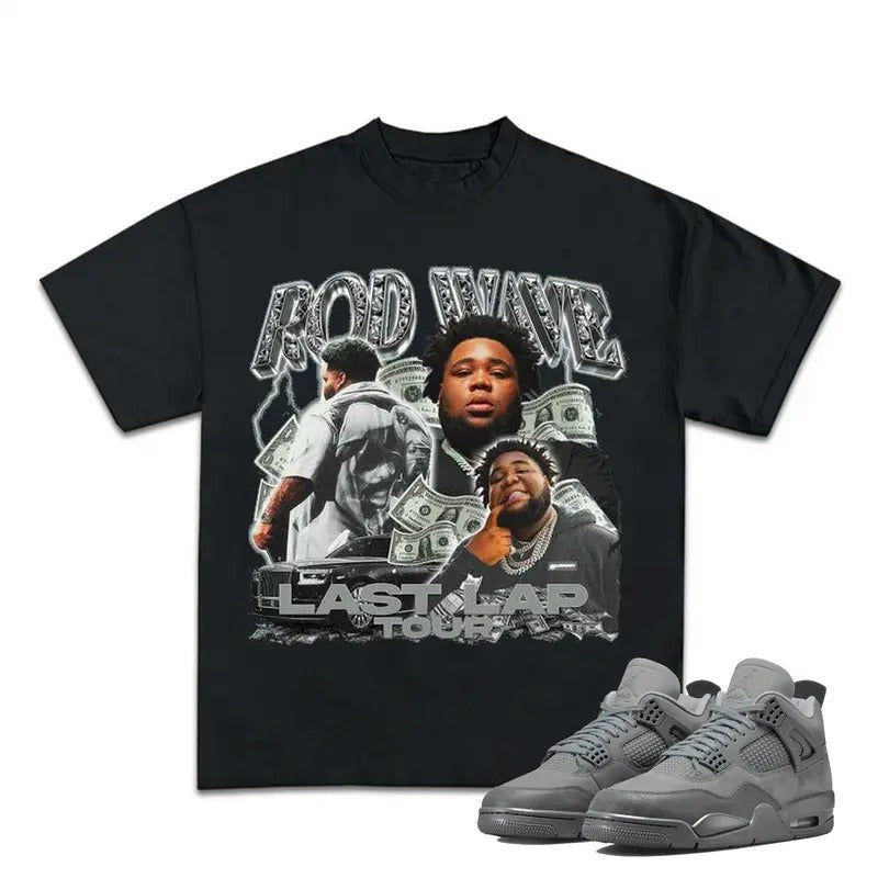 Rod Wave Last Lap 4s Retro Wet Cement Outfit, Streetwear Style Graphic Unisex T-shirt Cotton Hoodie