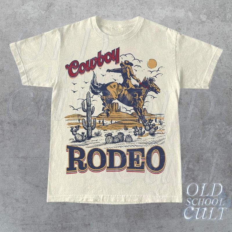 Rodeo 90s Graphic Cowboy T-shirt Vintage 2000s Graphic Western Shirt Retro Cool Tee Rodeo Relaxed Adult Unisex Shirt Wild West Gift sweater