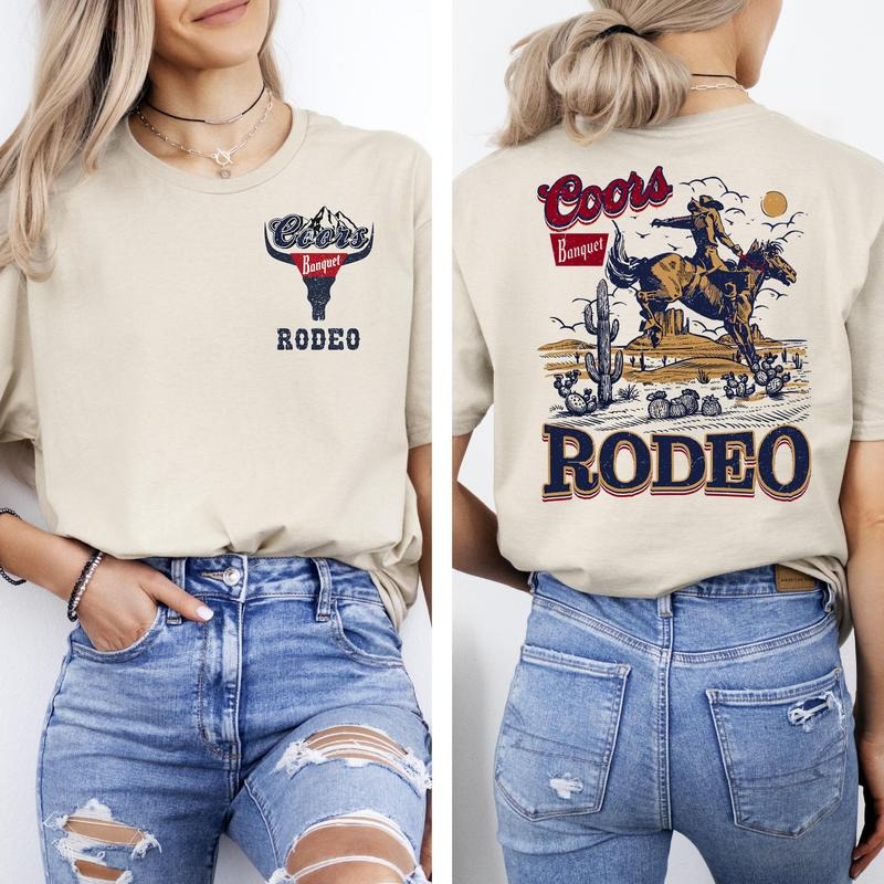 Rodeo Cowboy Graphic T-Shirt, Vintage Western Wear, Coors Banquet Beer Inspired Tee, Beer Shirt